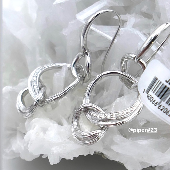 NWT Judith Ripka Triple Link Santorini Drop Earrings with genuine Diamonds - Picture 4 of 10
